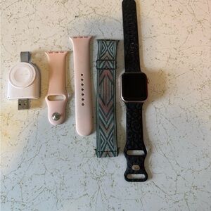 Apple Smartwatch with Black and Pink Bands
